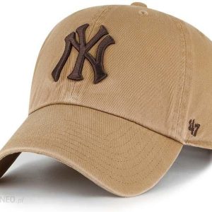 47brand czapka z daszkiem bawełniana MLB New York Yankees kolor pomarańczowy z aplikacją
