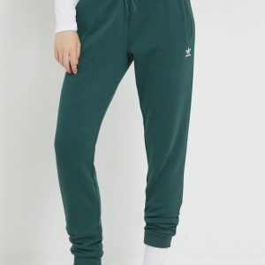 adidas Originals spodnie dresowe damskie kolor zielony gładkie