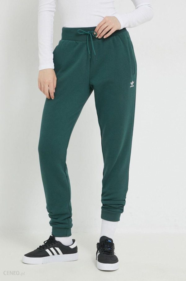 adidas Originals spodnie dresowe damskie kolor zielony gładkie