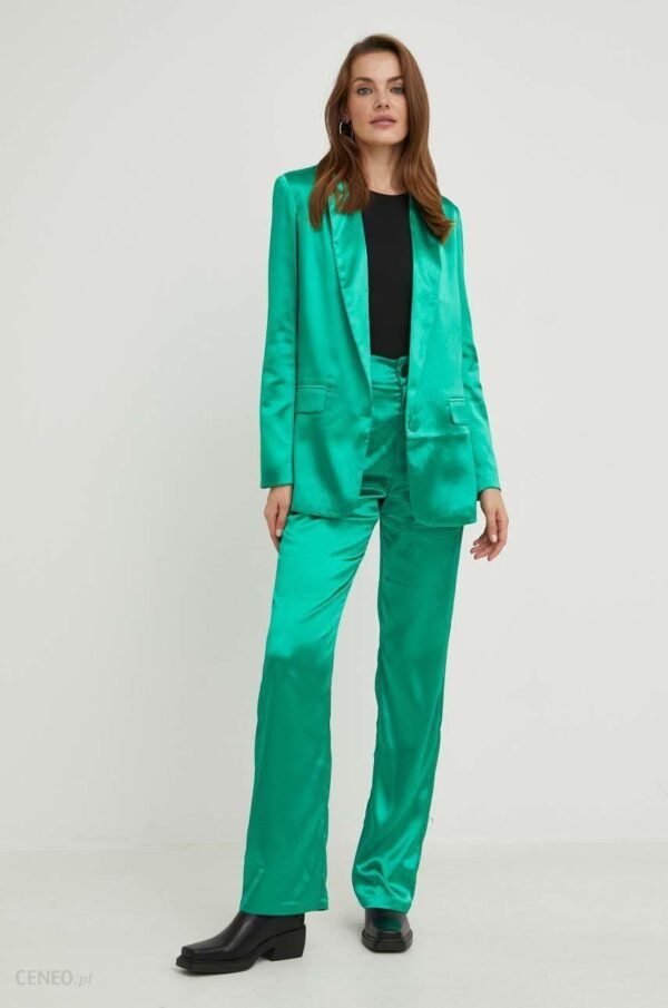 Answear Lab komplet - marynarka i spodnie damski kolor zielony