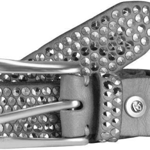 b.belt Skórzany pasek z ćwiekami 85 cm hellgrau 85 cm