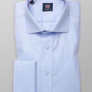 Błękitna taliowana koszula na spinki
