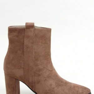 Botki na obcasie klasyczne ciemny beż RB106P KHAKI