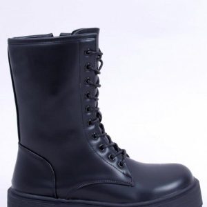 Botki sznurowane na wysokiej podeszwie RAGE BLACK Inello