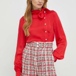 Custommade koszula Delta damska kolor czerwony regular ze stójką