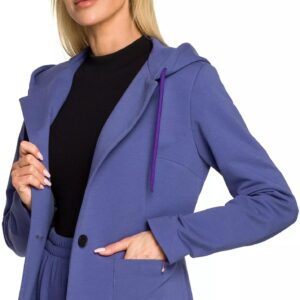 Dzianinowy żakiet z kapturem (Indygo