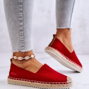 Espadryle Na Plecionej Podeszwie Big Star HH274494 Czerwone : Rozmiar - 37