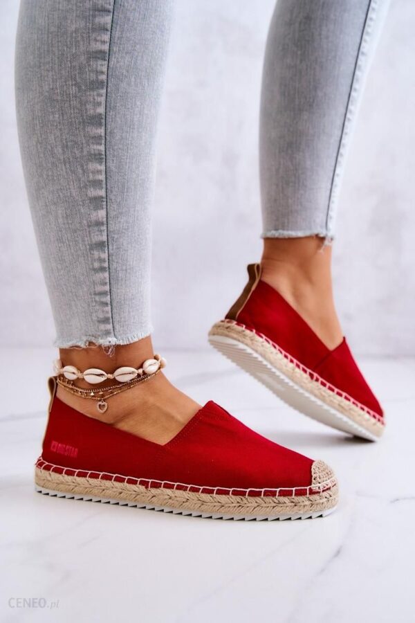 Espadryle Na Plecionej Podeszwie Big Star HH274494 Czerwone : Rozmiar - 37