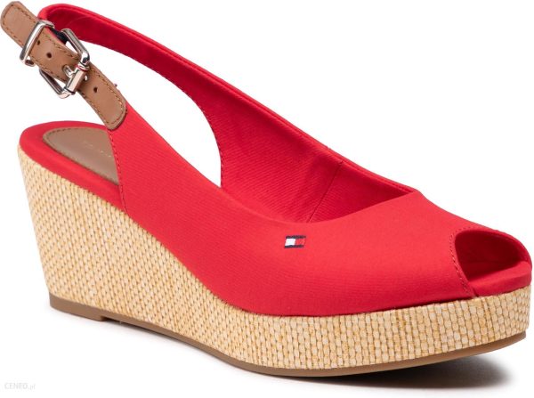 Espadryle TOMMY HILFIGER - Iconic Elba Sling Back Wedge FW0FW04788 Primary Red XLG
