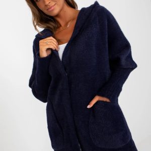 Granatowy damski płaszcz damski alpaka z wełną Carolyn