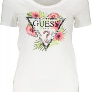 "GUESS JEANS T-SHIRT Z KRÓTKIM RĘKAWEM DAMSKI BIAŁY"