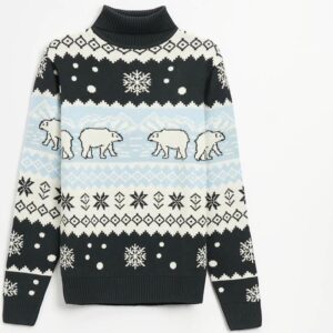 House - Żakardowy sweter z golfem i motywami niedźwiedzi - Wielobarwny