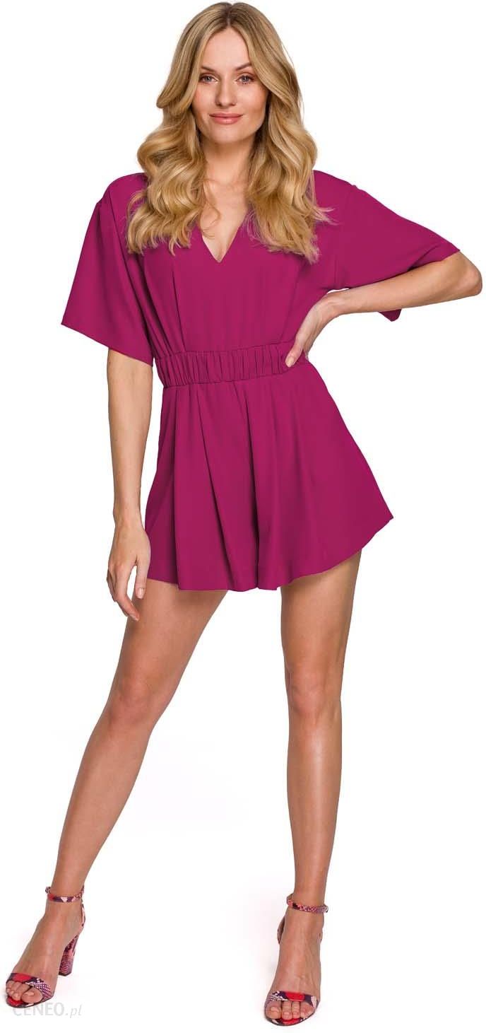 i-letni-kombinezon-z-gumka-w-pasie-sliwkowy Letni Kombinezon z Gumką w Pasie - Śliwkowy