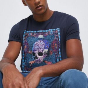 Medicine t-shirt bawełniany kolor granatowy z nadrukiem
