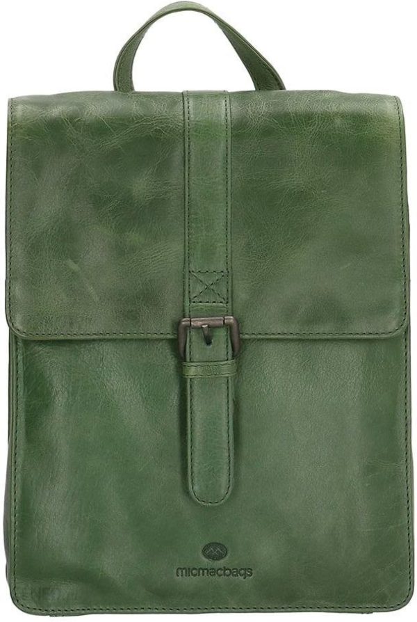 Micmacbags Skórzany plecak w kolorze zielonym - 25 x 31