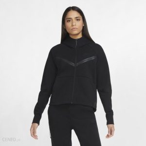 Nike Damska bluza z kapturem i zamkiem na całej długości Nike Sportswear Tech Fleece Windrunner - Czerń