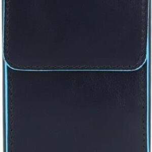 Piquadro Niebieskie kwadratowe etui na karty kredytowe skórzane 6 cm night blue