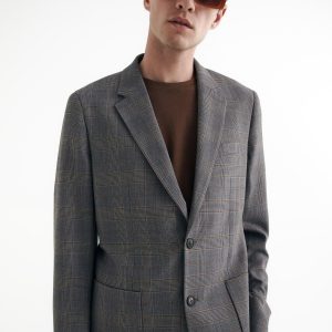 Reserved - Marynarka slim fit w kratę - Brązowy