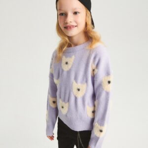 Reserved - Sweter z żakardowym wzorem - Fioletowy