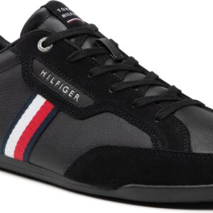 Sneakersy TOMMY HILFIGER - Corporate Mix Leather Cupsole FM0FM04015 Black BDS