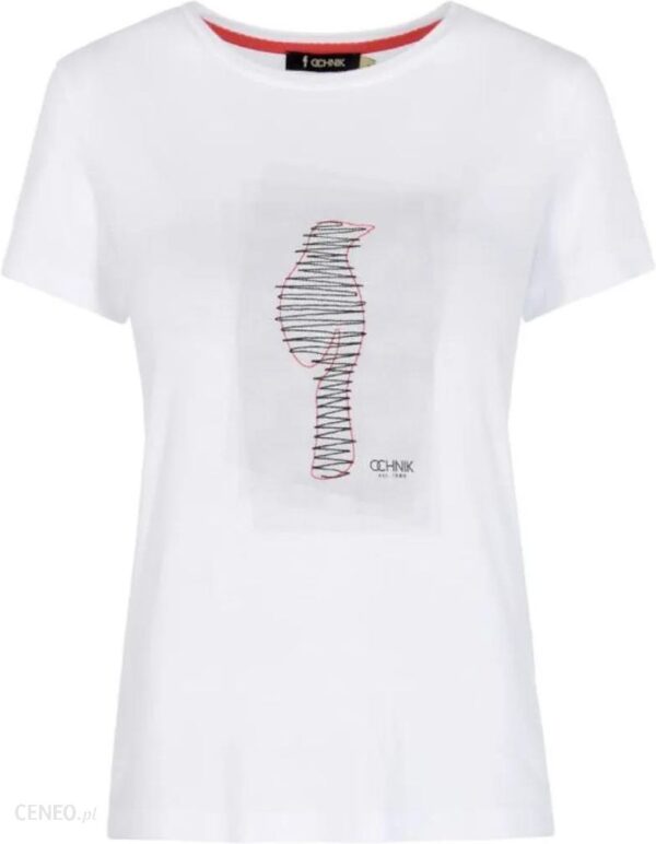T-shirt damski biały z nadrukiem - Ochnik