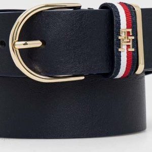 Tommy Hilfiger pasek skórzany damski kolor granatowy