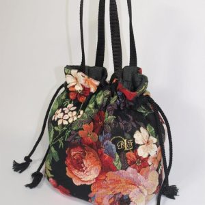 Torba gobelinowa róża czarna ze sznurkiem - mała Kwiatowy Bawełna/Poliester/Akryl 40 °C 22x30 (cm)