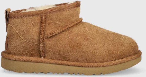 UGG śniegowce zamszowe dziecięce CLASSIC ULTRA MINI kolor brązowy