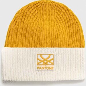 United Colors of Benetton czapka z domieszką wełny x Pantone kolor żółty z domieszką wełny