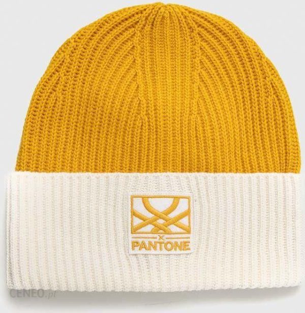 United Colors of Benetton czapka z domieszką wełny x Pantone kolor żółty z domieszką wełny