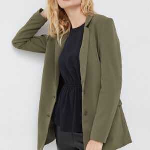 Vero Moda marynarka kolor zielony jednorzędowa gładka