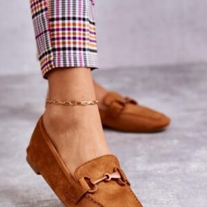 Zamszowe Mokasyny Z Ozdobą Camel Santi : Rozmiar - 40