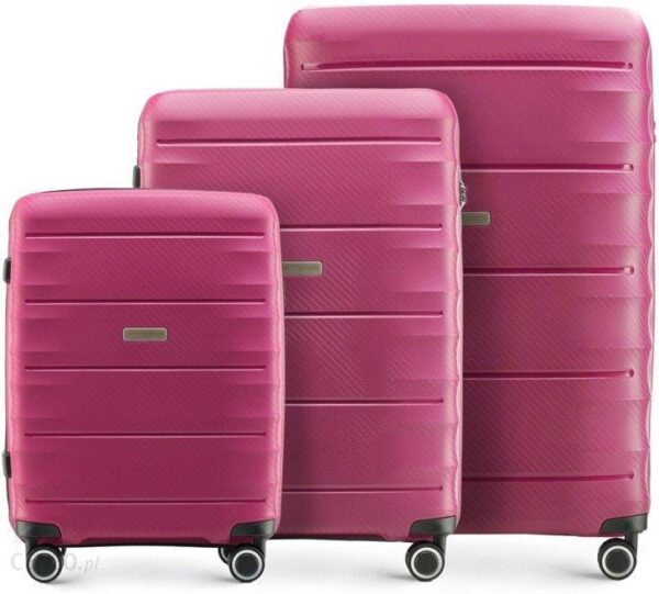 Zestaw trzech walizek WITTCHEN 56-3T-76S różowy - różowy