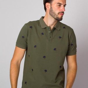 Zielona koszulka polo w palemki